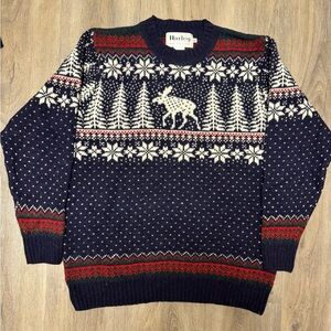Vintage Harley of Scotland Fair Isle Reindeer Wool‎ Sweater Medium